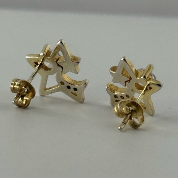 Celestial Gold and Silver Star Moon Earrings - Picture 5 of 11